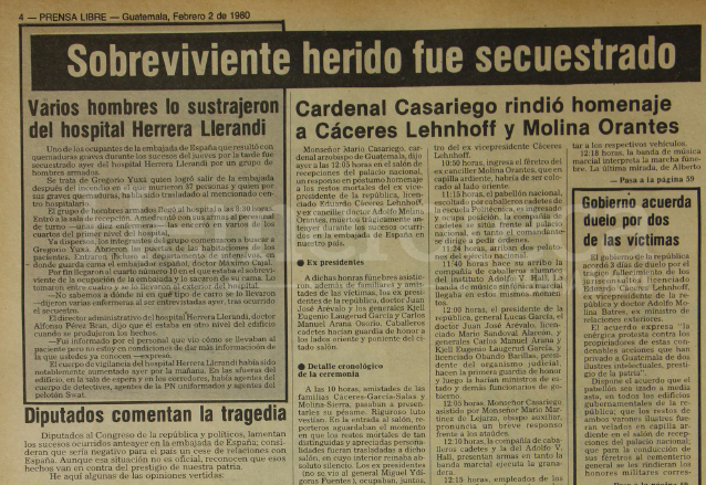 Publicación del diario Prensa Libre, sobre el secuestro del campesino Gregorio Yujá.